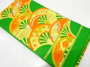 アンティーク　変わり青海波に古典柄織り出し子供帯（材料）